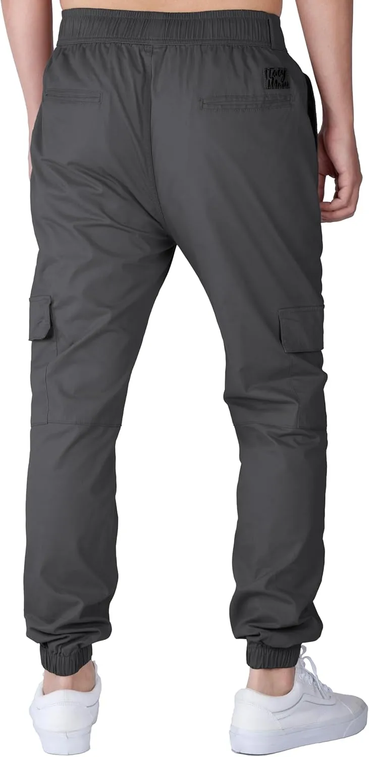 ITALYMORN Khaki Cargo Joggers for Men Elastic Ankle and Waist Casual Chino Hiking Pants Summer
