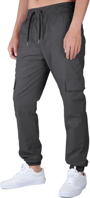 ITALYMORN Khaki Cargo Joggers for Men Elastic Ankle and Waist Casual Chino Hiking Pants Summer