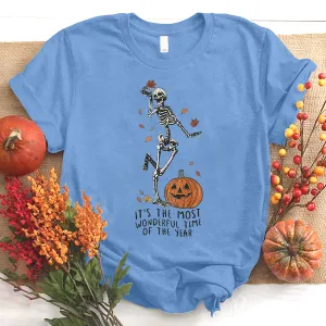Its The Most Wondrful Time, Halloween Shirt, Witch Shirt, Gift For Halloween, Skeleton Fall Halloween T-Shirt