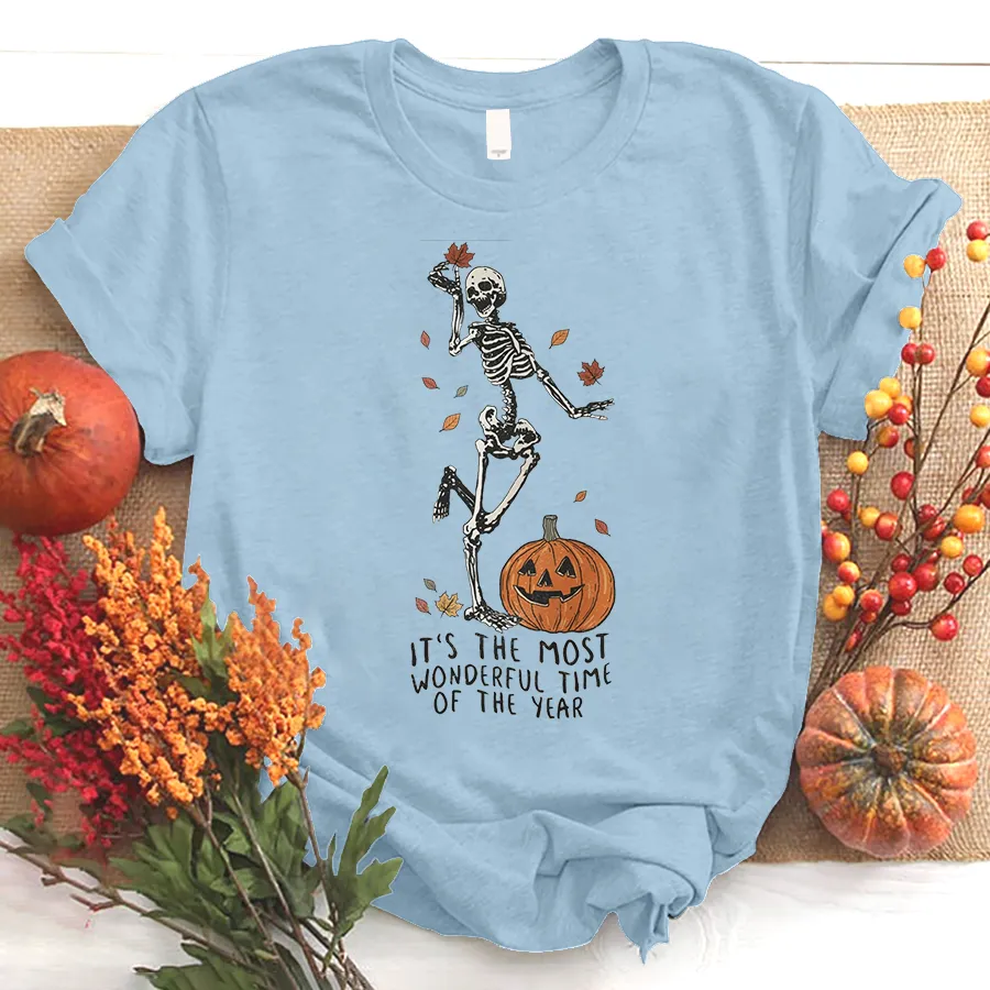 Its The Most Wondrful Time, Halloween Shirt, Witch Shirt, Gift For Halloween, Skeleton Fall Halloween T-Shirt