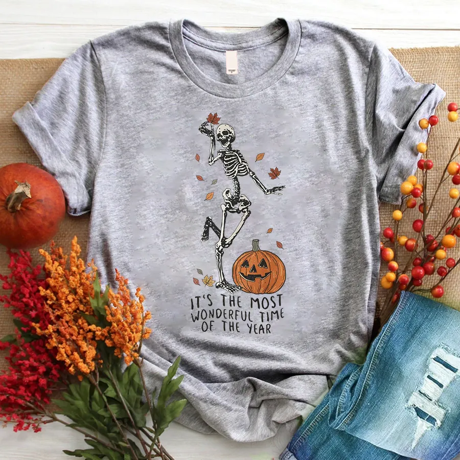 Its The Most Wondrful Time, Halloween Shirt, Witch Shirt, Gift For Halloween, Skeleton Fall Halloween T-Shirt