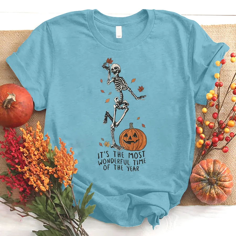 Its The Most Wondrful Time, Halloween Shirt, Witch Shirt, Gift For Halloween, Skeleton Fall Halloween T-Shirt