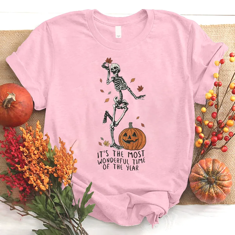 Its The Most Wondrful Time, Halloween Shirt, Witch Shirt, Gift For Halloween, Skeleton Fall Halloween T-Shirt