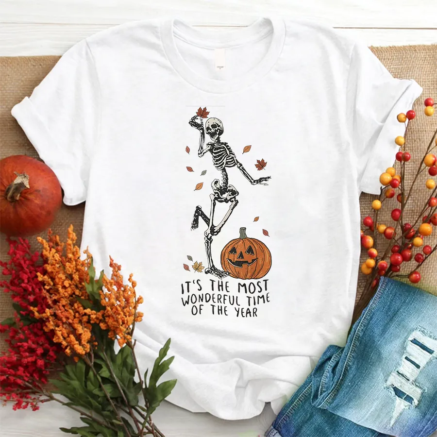 Its The Most Wondrful Time, Halloween Shirt, Witch Shirt, Gift For Halloween, Skeleton Fall Halloween T-Shirt