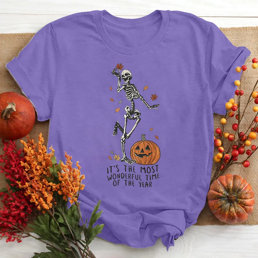 Its The Most Wondrful Time, Halloween Shirt, Witch Shirt, Gift For Halloween, Skeleton Fall Halloween T-Shirt
