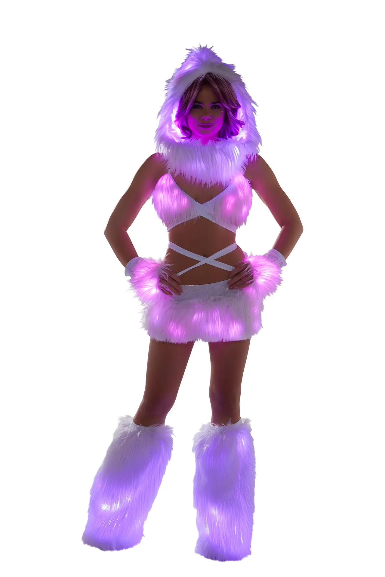 J-Valentine FF430 - Faux fur Light-Up Infinity Hood