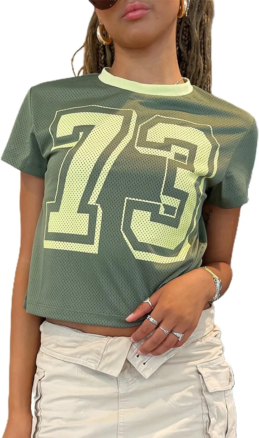 Jersey Crop Tops Y2k Short Sleeve Number Graphic Baby Tee Vintage Aesthetic Slim Fit Crewneck 00s Going Out T Shirts
