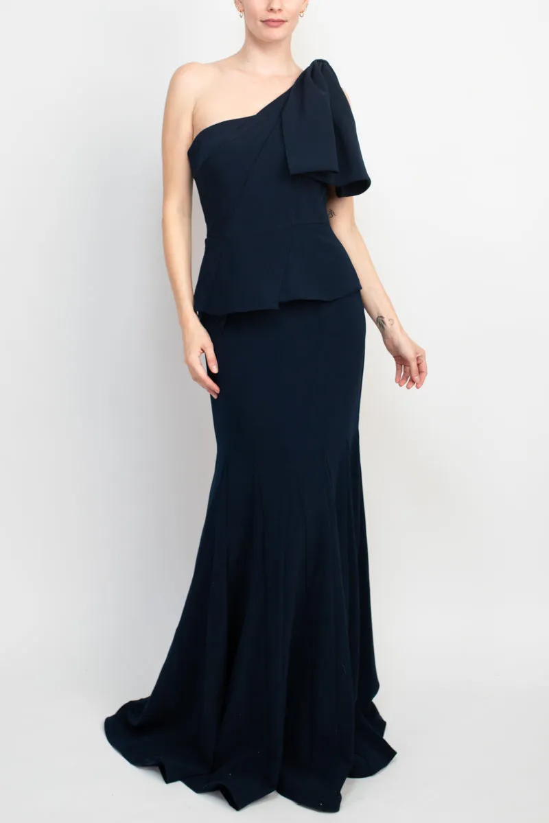 Jovani one shoulder mermaid trumpet crepe gown