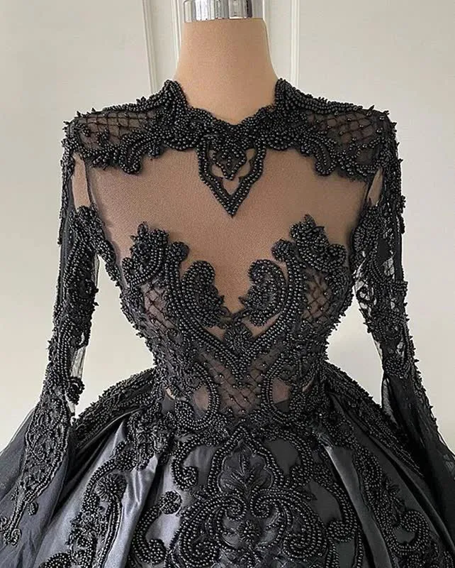 kamahe Custom Black African Wedding Gown, Satin Black Wedding Dress, African evening prom Dress