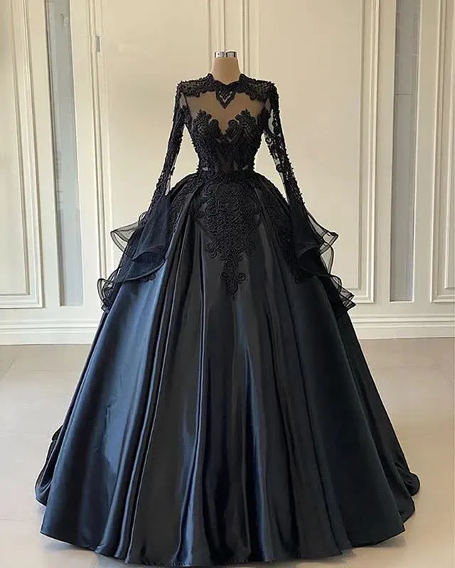 kamahe Custom Black African Wedding Gown, Satin Black Wedding Dress, African evening prom Dress