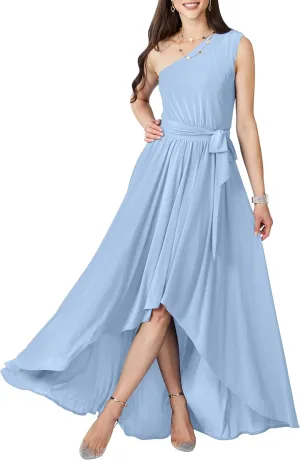KOH KOH Womens 2025 One Shoulder Cocktail Bridesmaid Wedding Guest Maxi Dress
