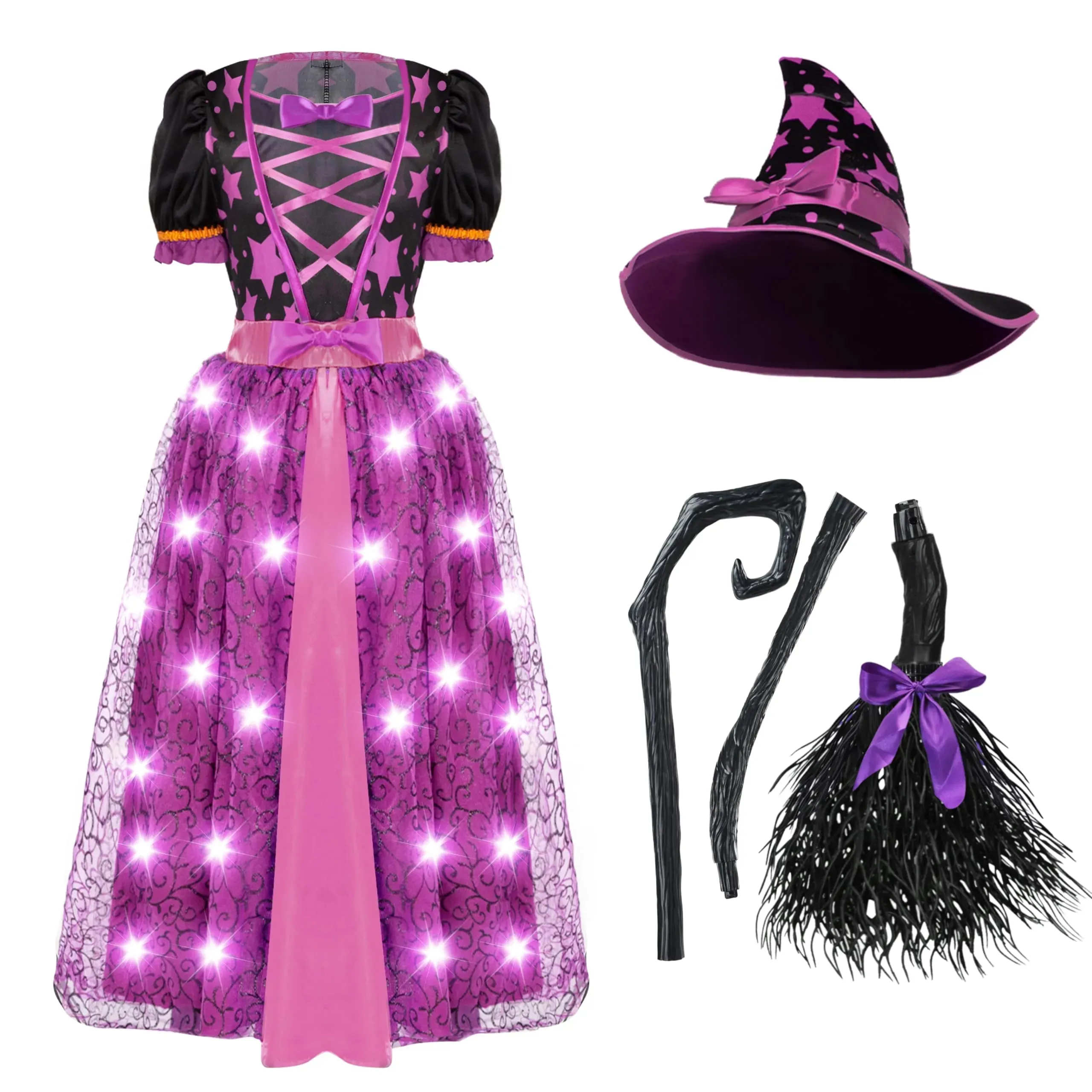 Light Up Purple Witch Costume for Toddler Girls
