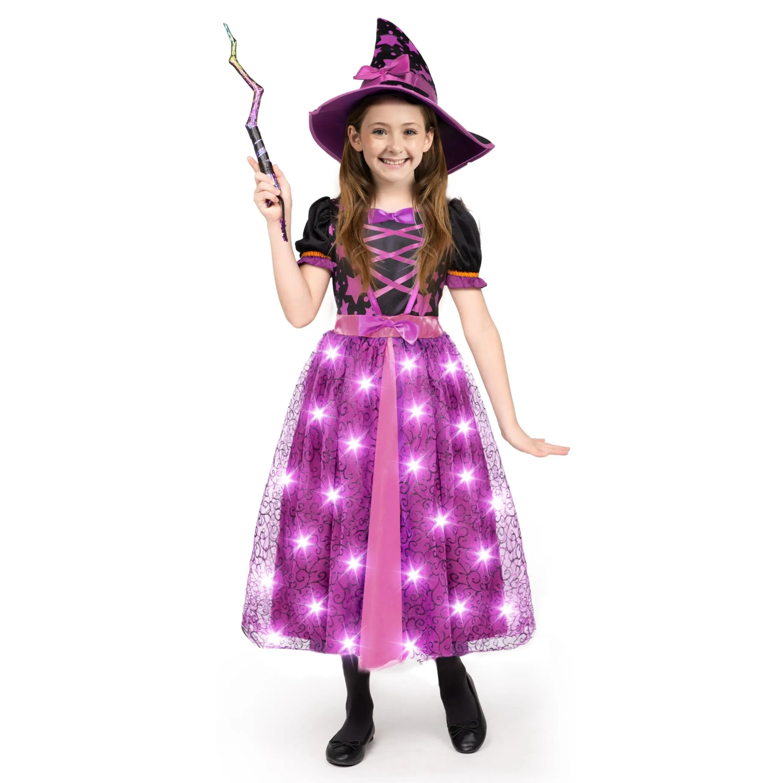 Light Up Purple Witch Costume for Toddler Girls