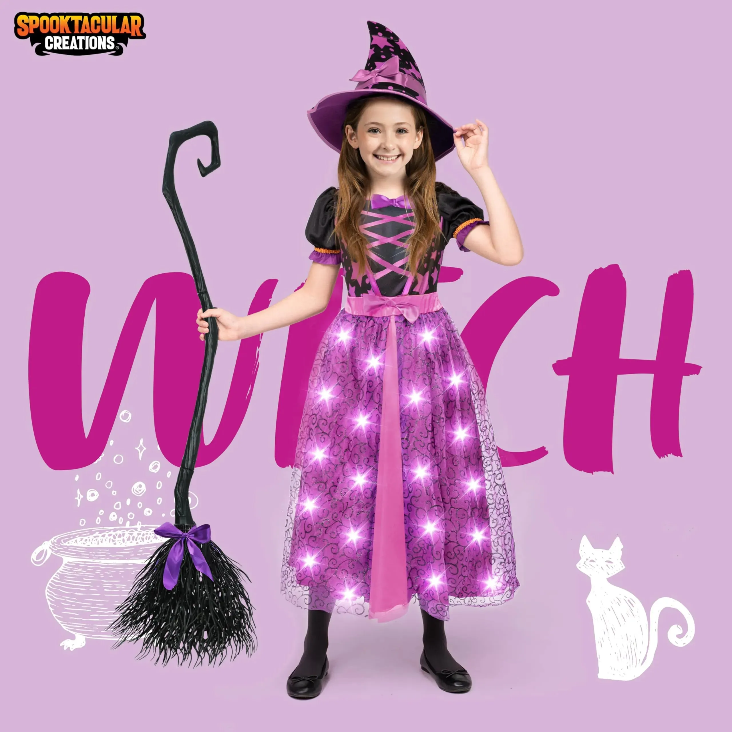 Light Up Purple Witch Costume for Toddler Girls
