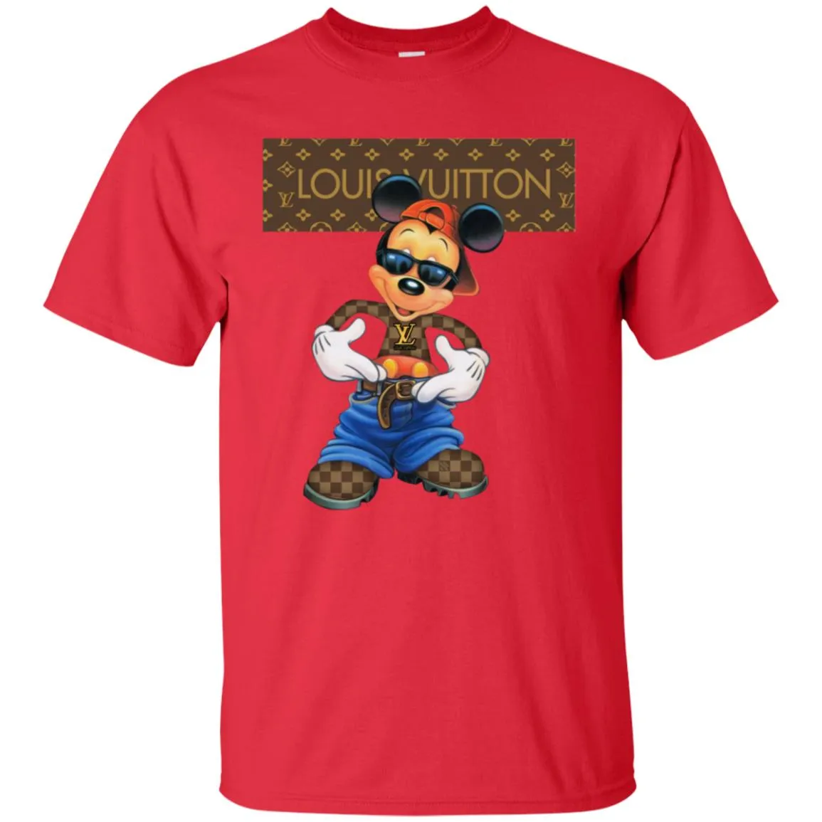 Louis Vuitton Mickey Mouse Cartoon T-shirt Men Cotton T-Shirt