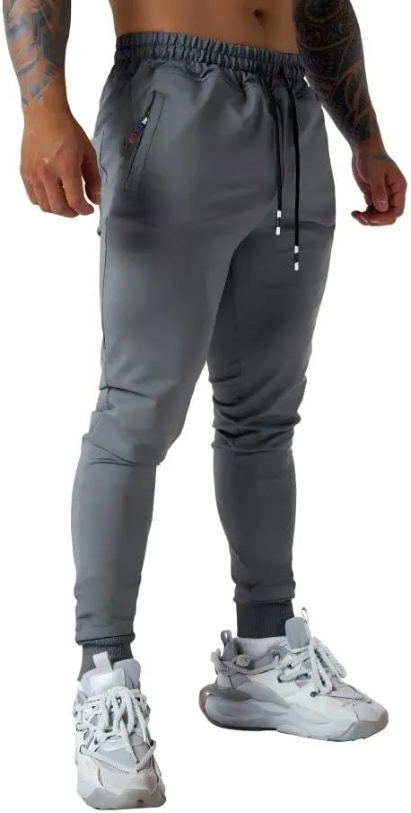 Mens Active Athletic Workout Jogger Sweatpants for Men with Zipper Pocket and Drawstring Size S-2XL