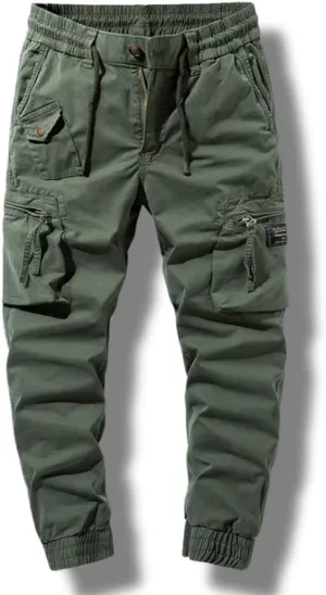 Mens Cargo JoggersSlim Fit Flex Work Pants with Belt Loops Elastic Waist Zipper Pockets Drawstring WaistDynamics LLC