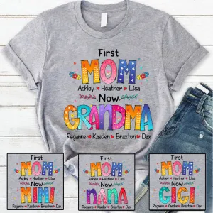 Mom and Grandma Colorful T-Shirt, Gift for Mom Grandma Mother's Day Shirt