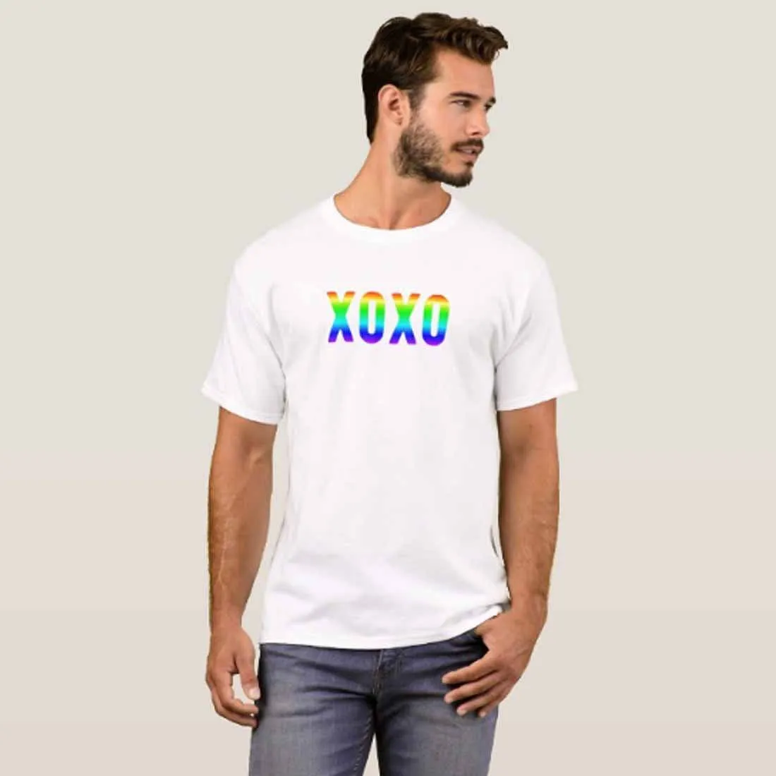 Nutcase Designer Round Neck Men's T-Shirt Wrinkle-Free Poly Cotton Tees - Colorful XOXO