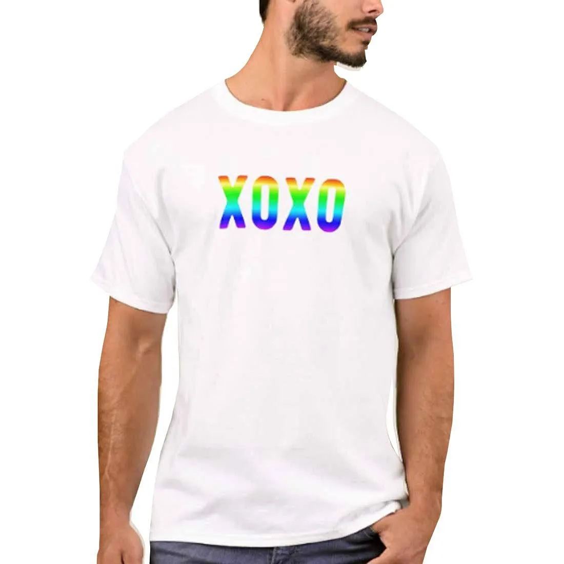 Nutcase Designer Round Neck Men's T-Shirt Wrinkle-Free Poly Cotton Tees - Colorful XOXO