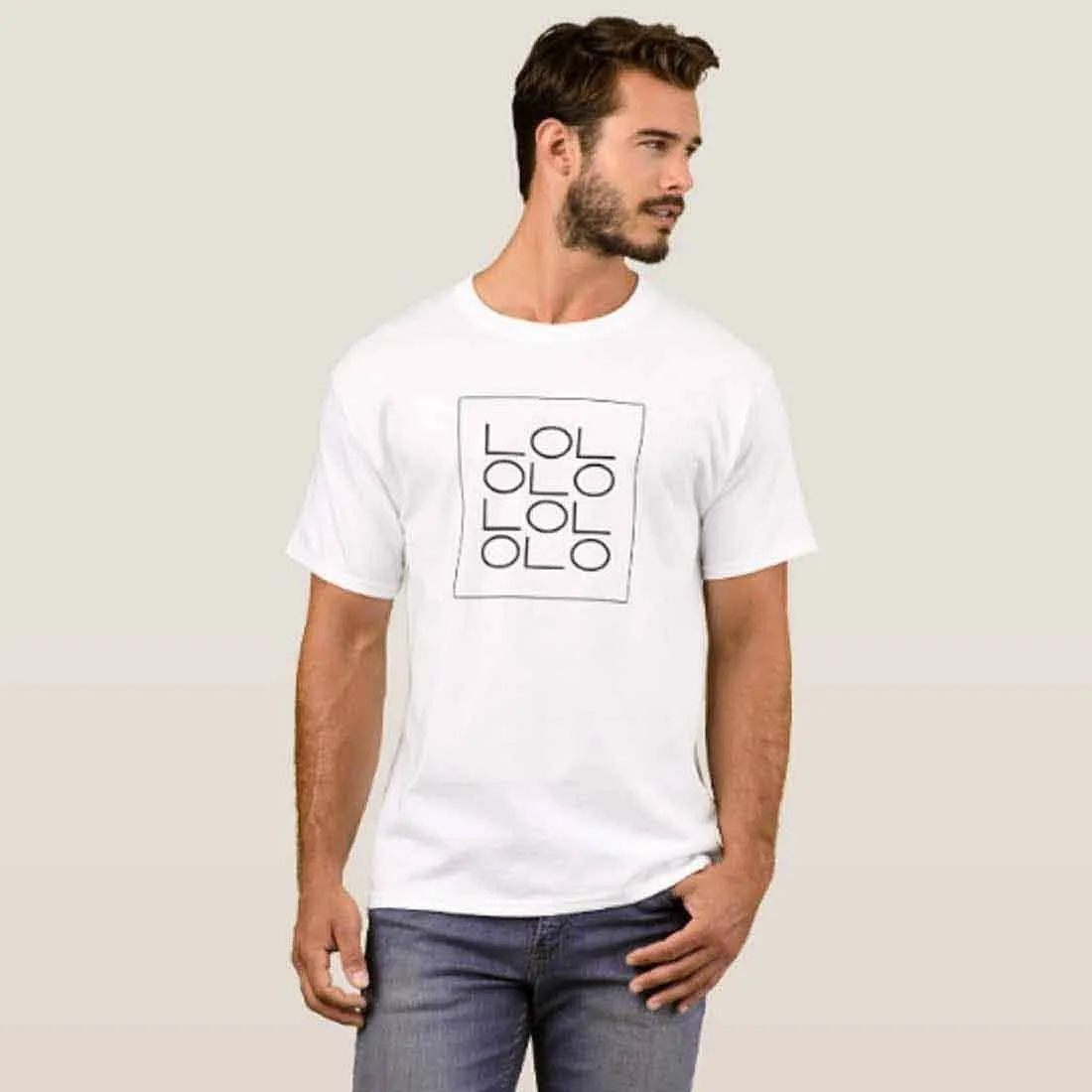 Nutcase Designer Round Neck Men's T-Shirt Wrinkle-Free Poly Cotton Tees - LOL Pattern