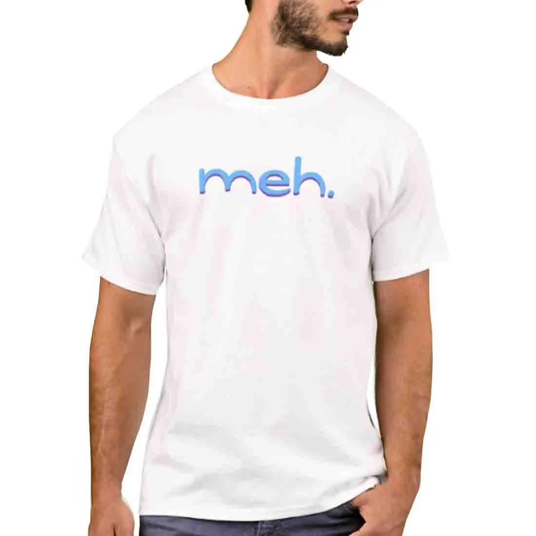 Nutcase Designer Round Neck Men's T-Shirt Wrinkle-Free Poly Cotton Tees - Meh