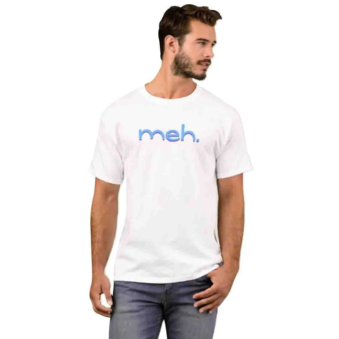 Nutcase Designer Round Neck Men's T-Shirt Wrinkle-Free Poly Cotton Tees - Meh