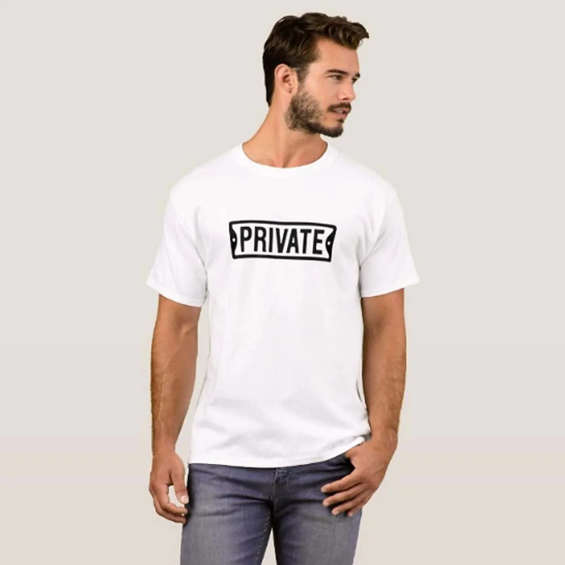 Nutcase Designer Round Neck Men's T-Shirt Wrinkle-Free Poly Cotton Tees - Private