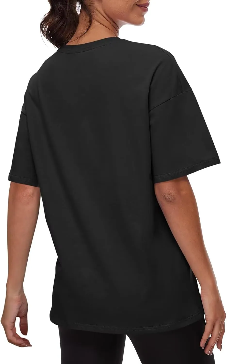 ORANDESIGNE Women Oversized Letter Print T Shirts Crewneck Graphic Short Sleeve Tees