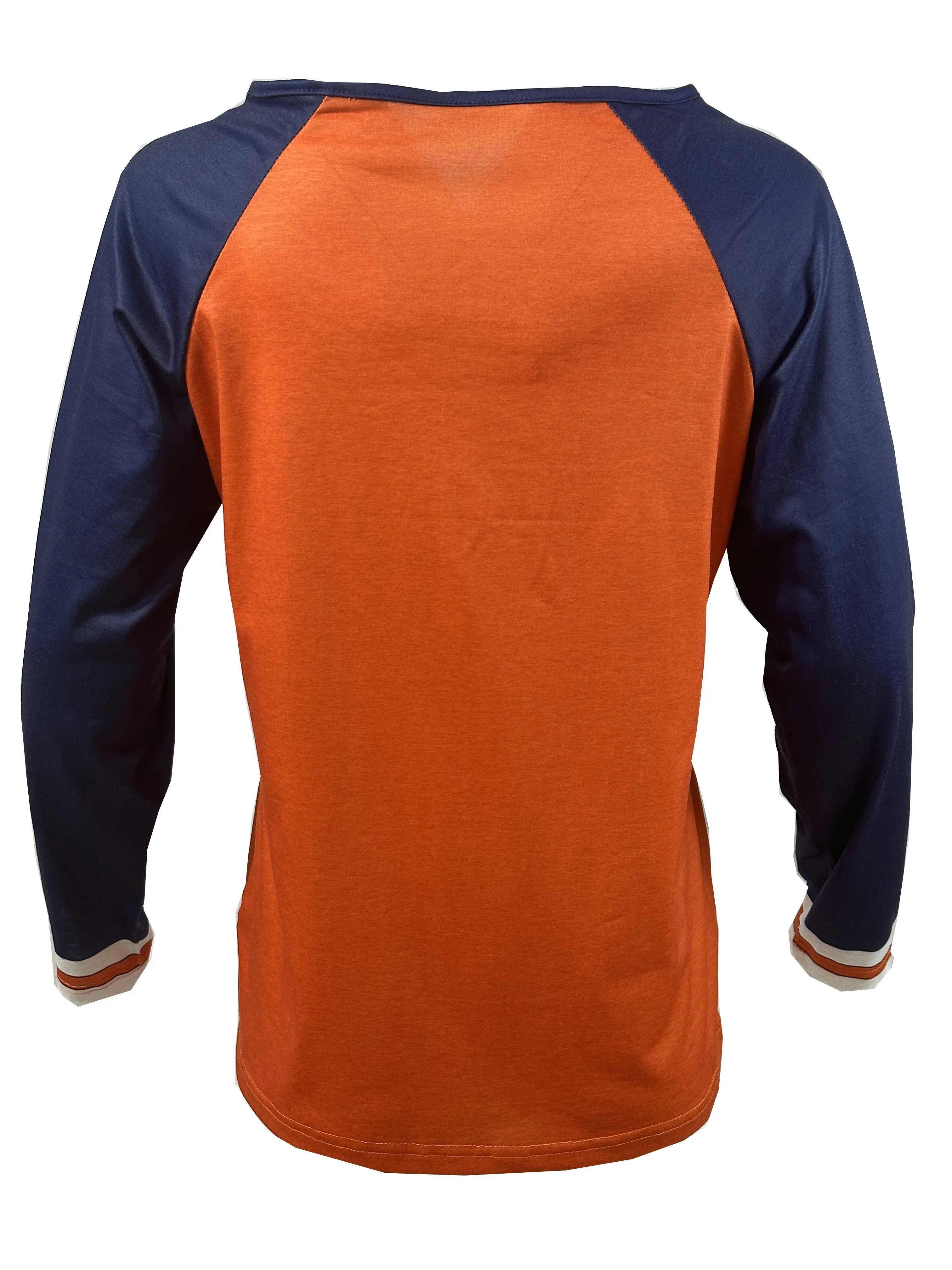 Print T shirt Casual V Neck Long Sleeve T shirt