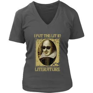 "I Put The Lit In Literature" V-neck Tshirt