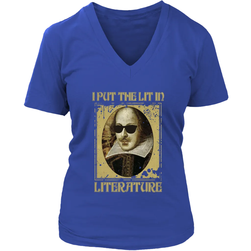 "I Put The Lit In Literature" V-neck Tshirt