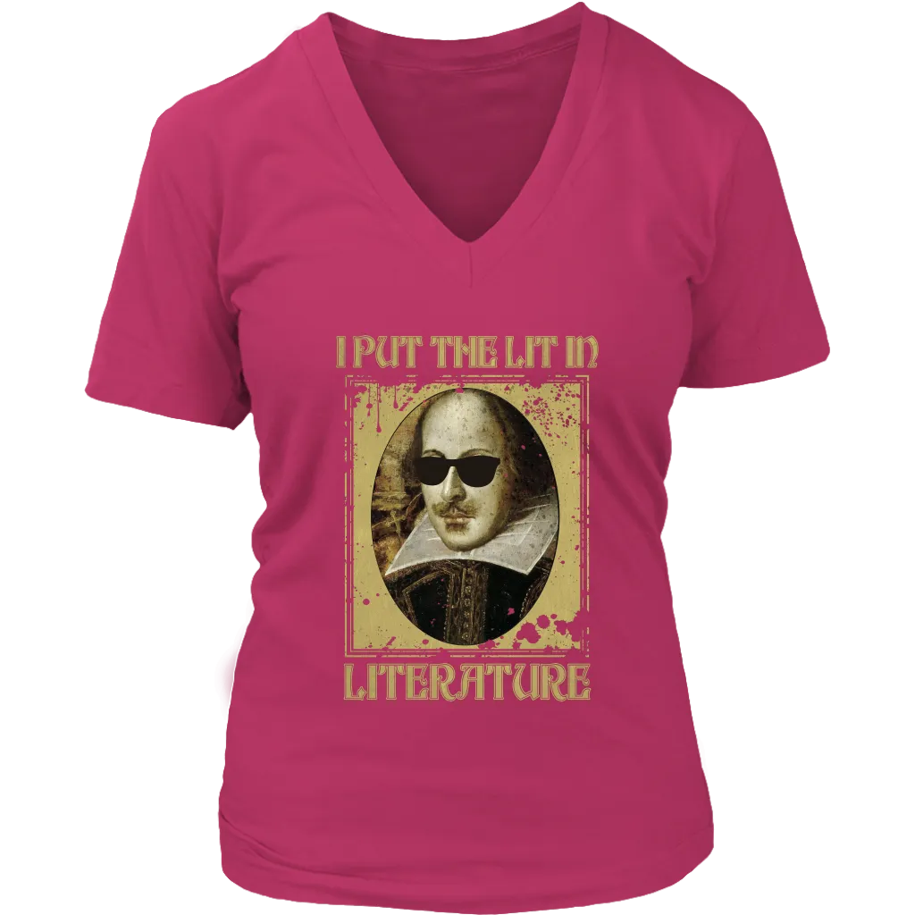 "I Put The Lit In Literature" V-neck Tshirt