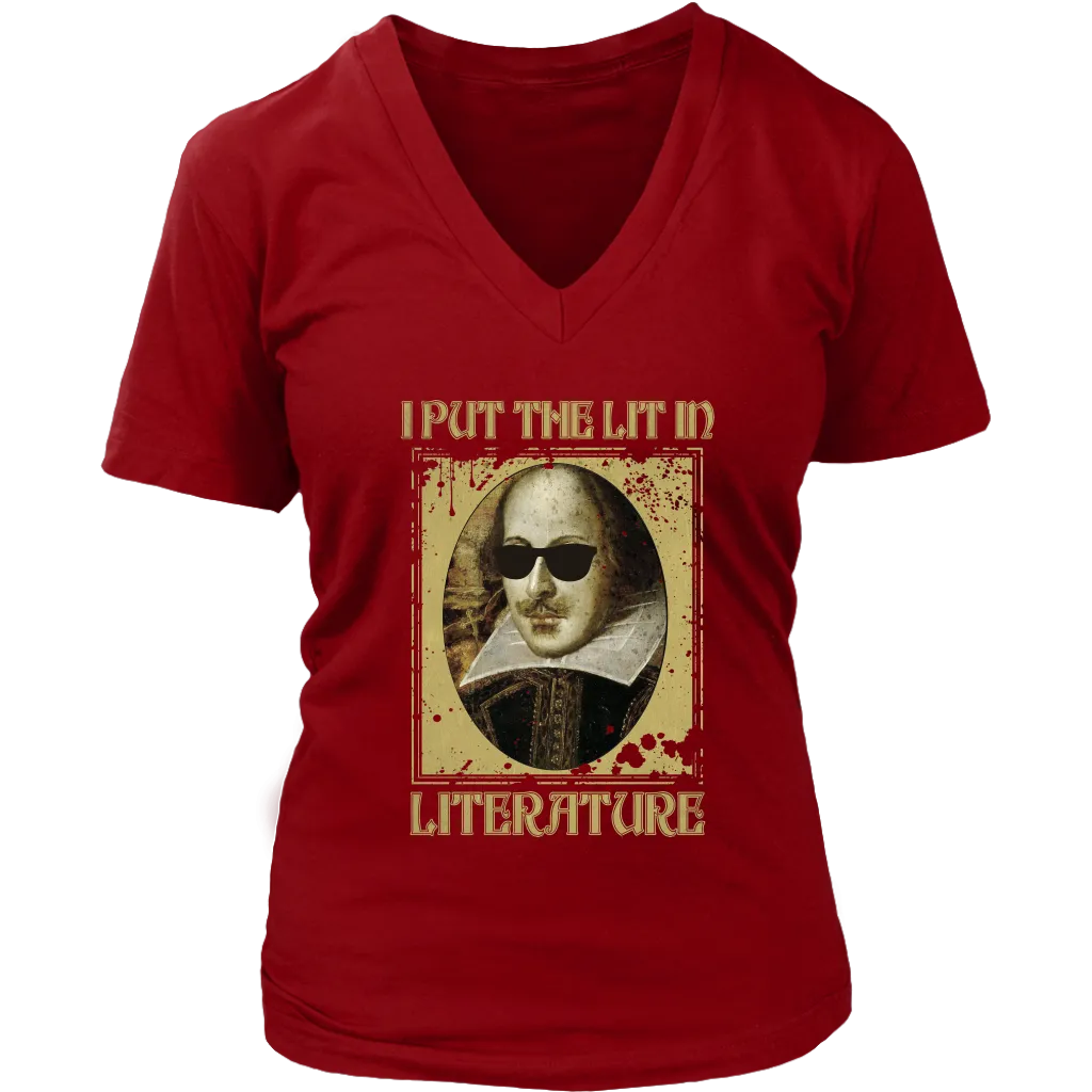 "I Put The Lit In Literature" V-neck Tshirt