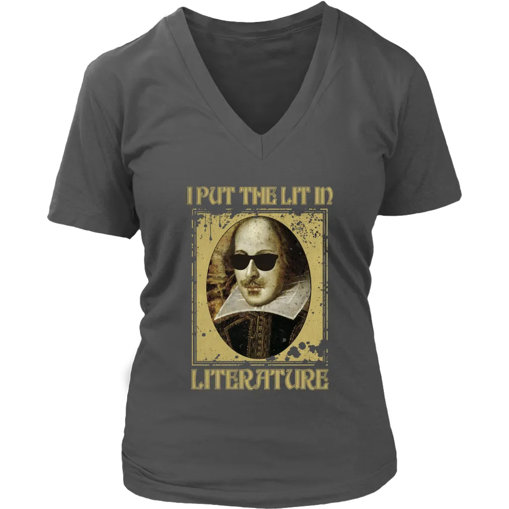 "I Put The Lit In Literature" V-neck Tshirt