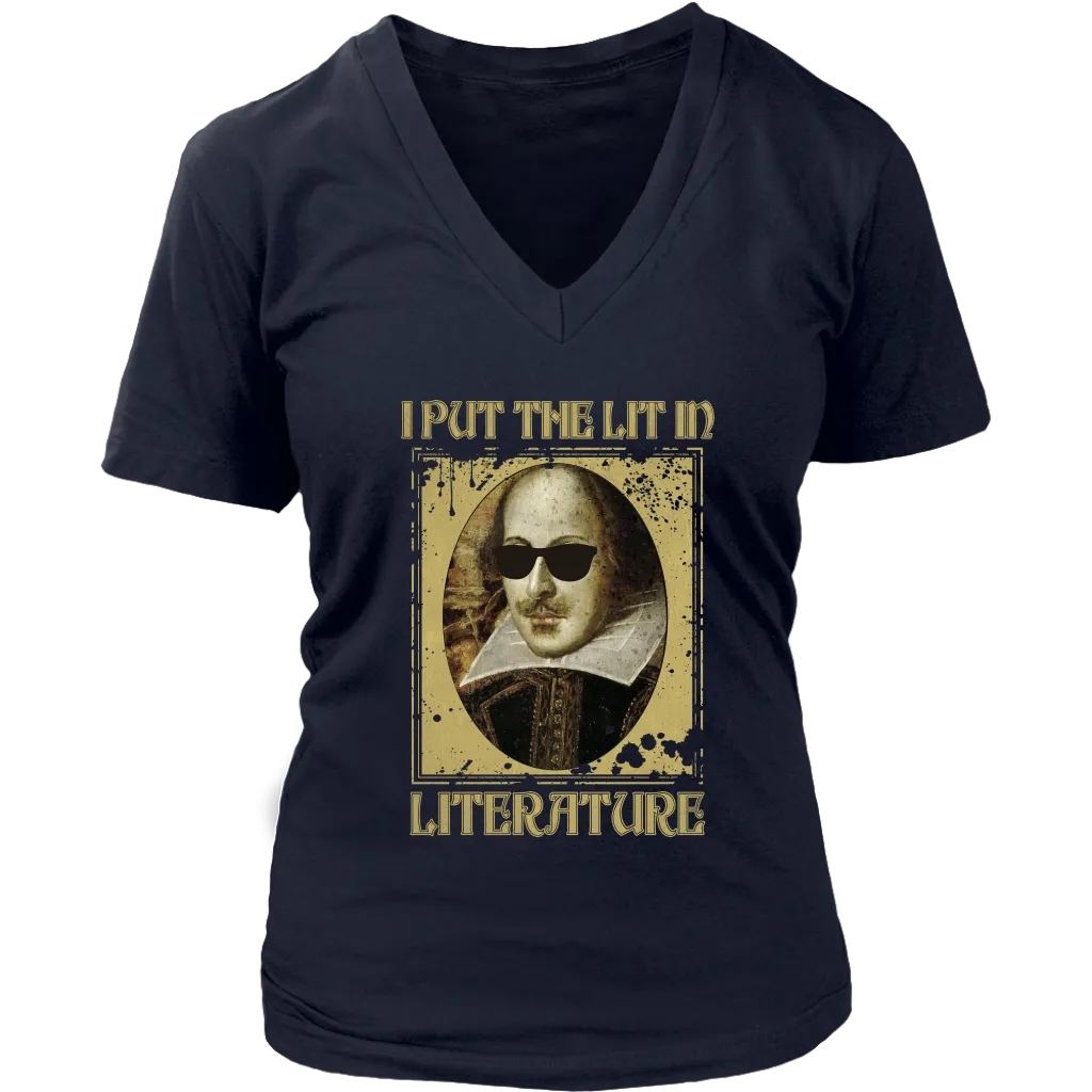 "I Put The Lit In Literature" V-neck Tshirt