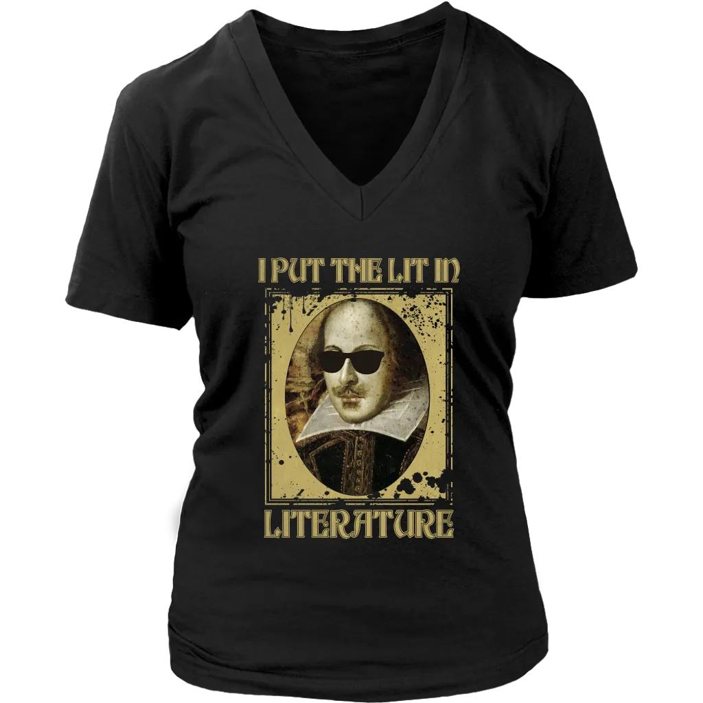 "I Put The Lit In Literature" V-neck Tshirt