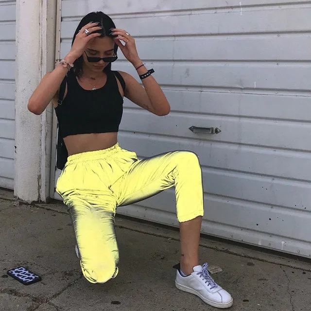 Reflective joggers track pants