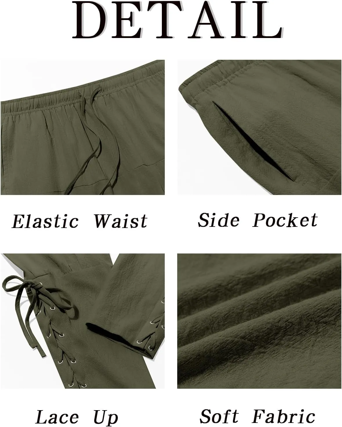 Runcati Mens Medieval Ankle Banded Pants Renaissance Viking Pirate Navigator Costume Pants Lace Up Cotton Halloween Trousers