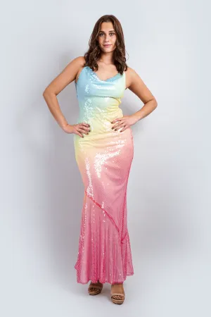 Skittles Multicolored Sequin Gown