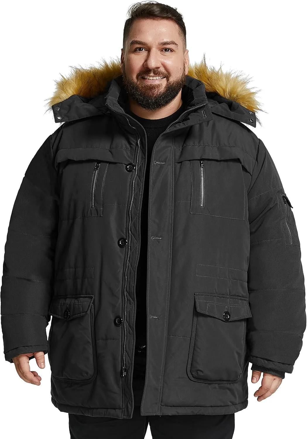 Soularge Men's Big and Tall Winter Warm Heavy Hooded Parka Jacket