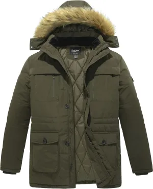 Soularge Men's Big and Tall Winter Warm Heavy Hooded Parka Jacket