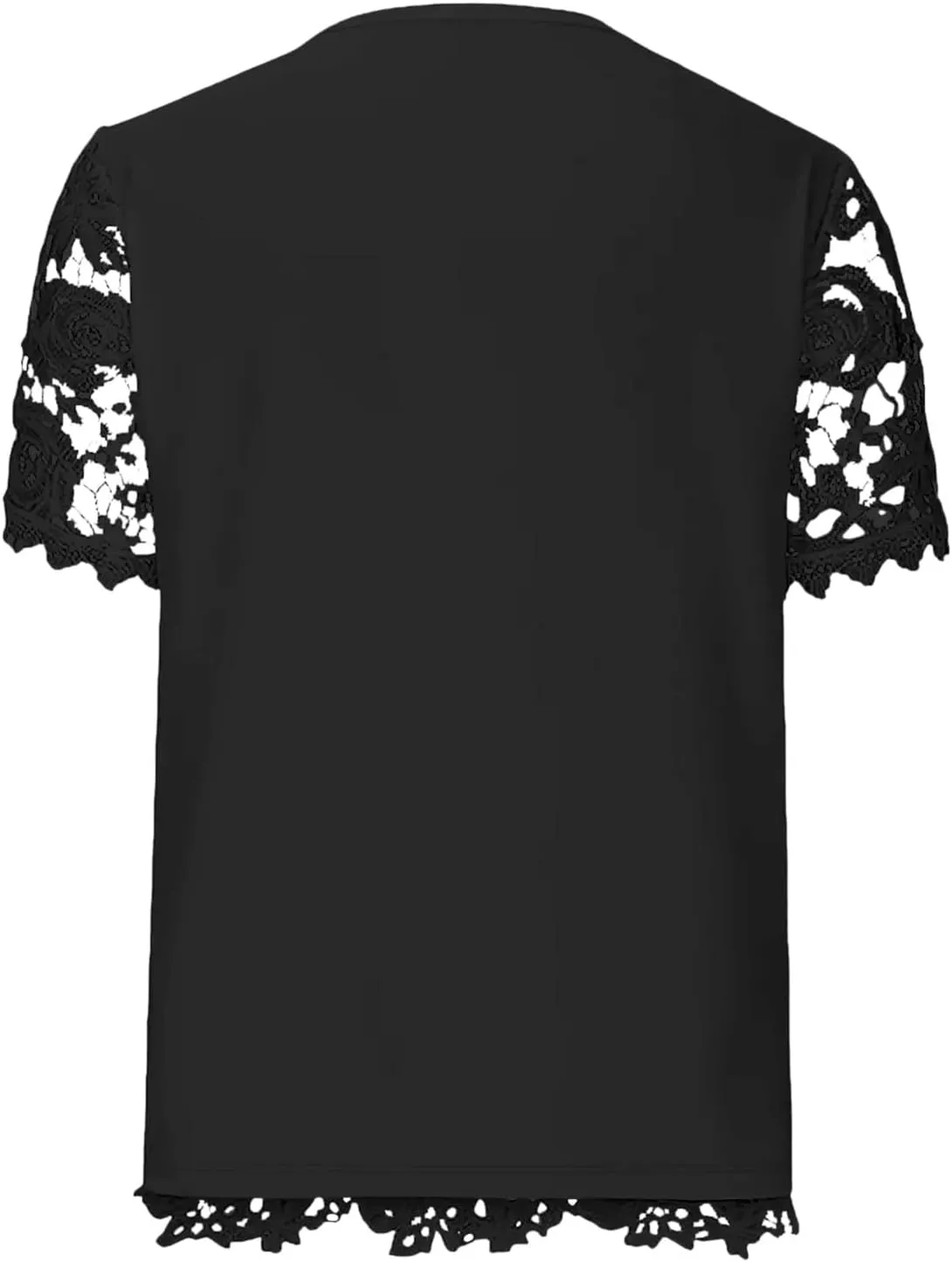 Summer Tops for Women 2024 Lace Crochet Embroidery Crewneck T Shirts Dressy Casual Short Sleeve Elegant Work Blouses
