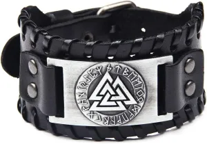 TURTLEDOVE Viking Bracelet Norse Valknut - Nordic Bracelet with Medieval Futhark Rune - Celtic Pagan Jewelry of Amulet