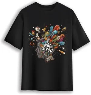 Unisex Cotton Graphic Tees Men & Women - Inspirational Design, Regular Fit Graphic tees - Be Bold Be You Black