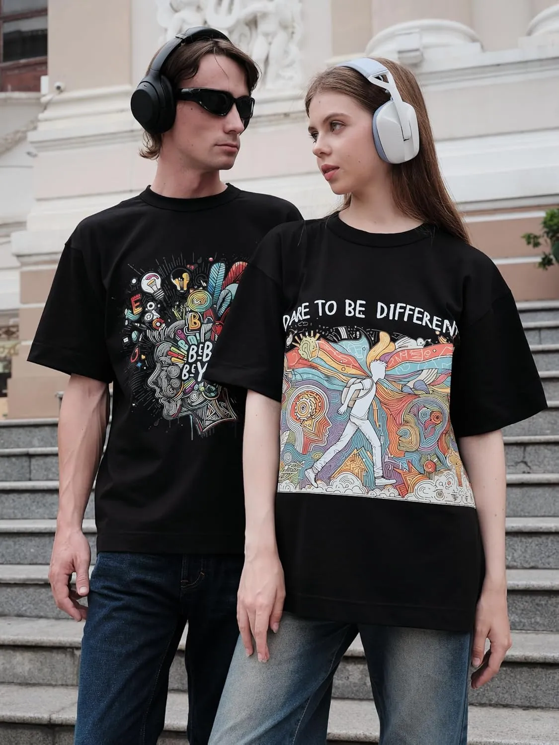 Unisex Cotton Graphic Tees Men & Women - Inspirational Design, Regular Fit Graphic tees - Be Bold Be You Black
