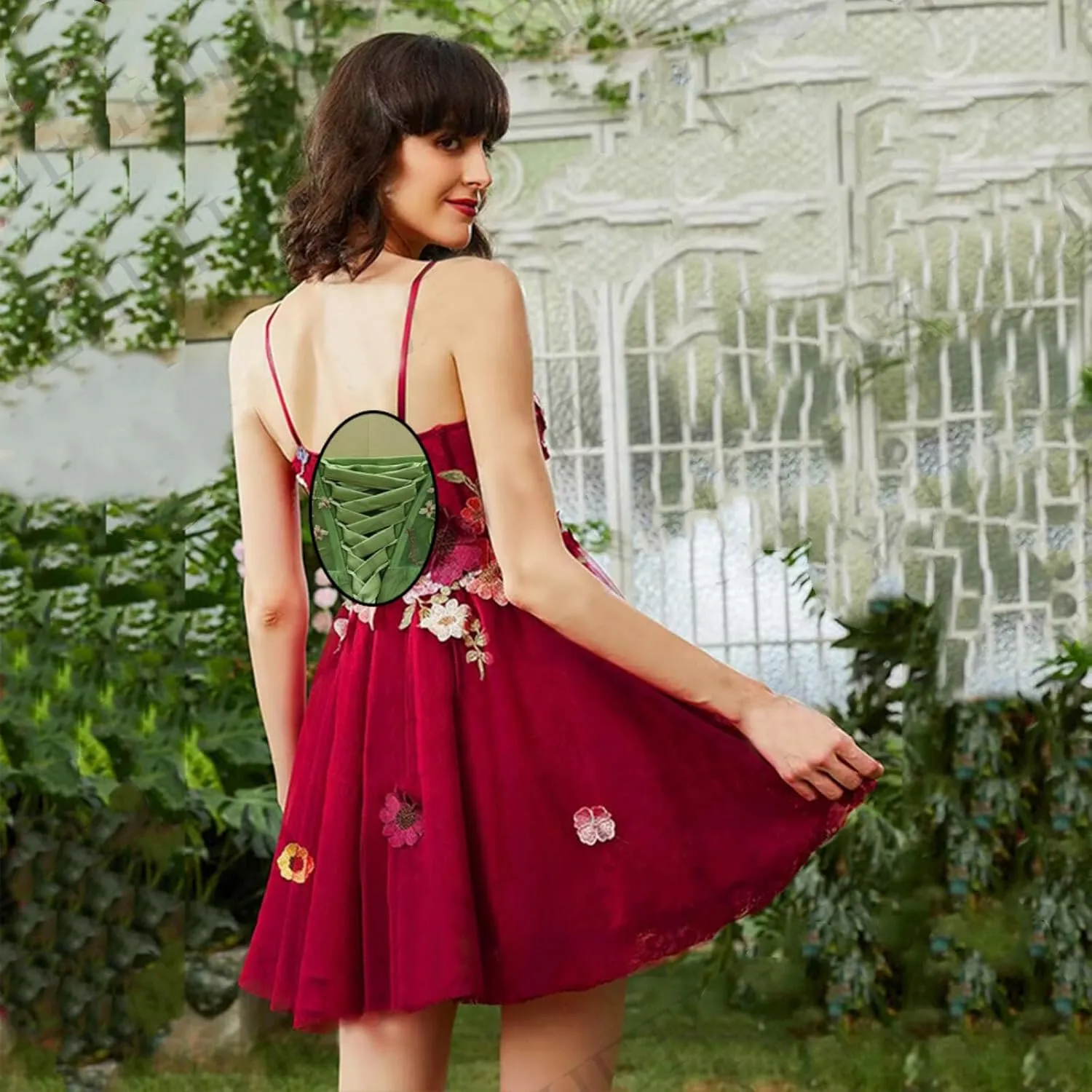 Women's 3D Flowers Floral Tulle Prom Dresses A-Line Evening Gowns Formal Party Dress