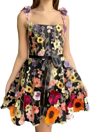 Women's 3D Flowers Floral Tulle Prom Dresses A-Line Evening Gowns Formal Party Dress