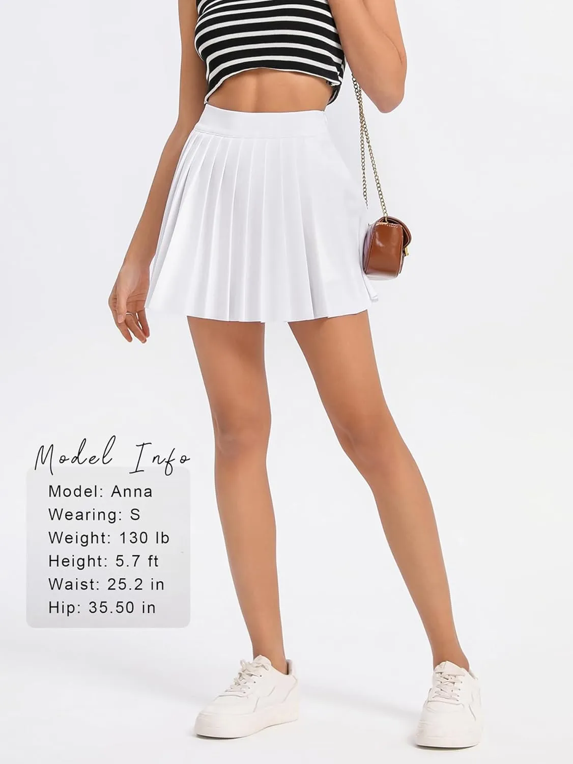 Women's High Waisted Pleated Tennis Skirt School A-Line Skater Mini Skirt with Built-in Shorts Lining