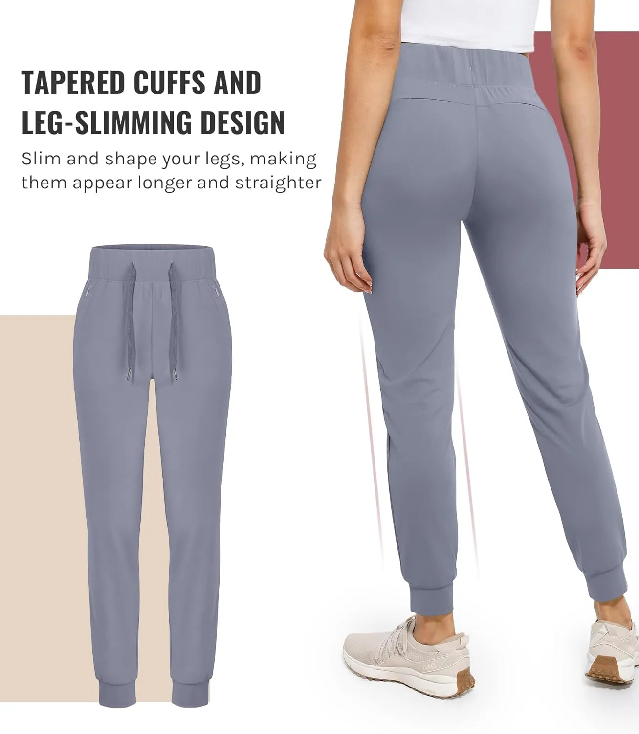 Womens Joggers with Pockets Ultra Soft Tapered Leg Joggers for Workouts and Running
